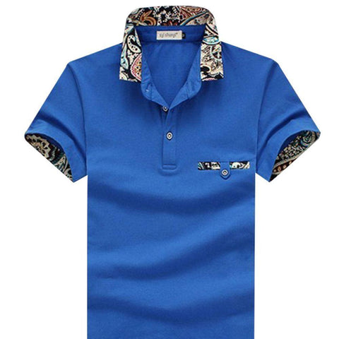 Stylish Turn Collar Short Sleeve Spliced Printed Sheathy Shirt for Men, Men's Shirts , Doubridge